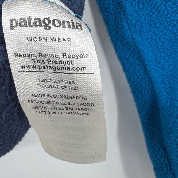 Patagonia Lightweight Synchilla Snap-T Pullover Kids Size XL New Navy Blue Red - Picture 7 of 8